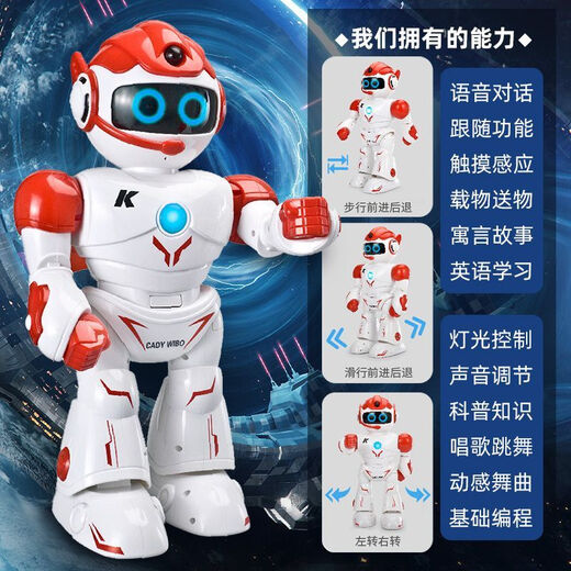 El robot inteligente de juguete para niños JJRIC puede hablar con niños de 3 a 6 años para regalos de cumpleaños para niñas de 8 años de edad de 10 años K19 [azul] Diálogo de voz + Modelo de actualización de aplicaciones para regalos para niños de alta gama para niños y niñas