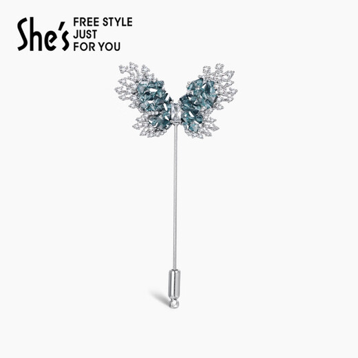 She s Qianzi Yaowo Declaration Butterfly Craft Crystal Brooch High-end Pin Light Luxury Corsage Birthday Gift for Girlfriend Dark Blue C0