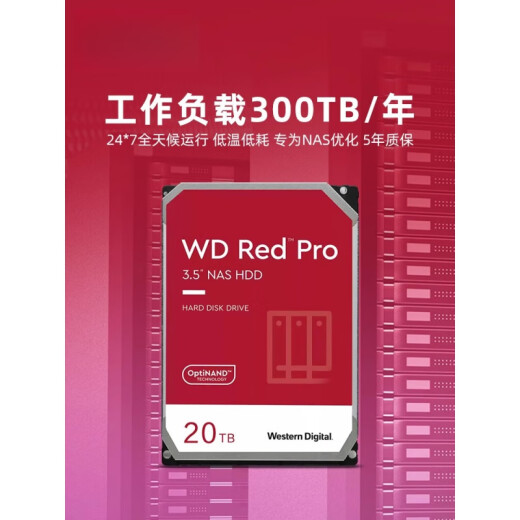 Western Digital (WD) mechanical hard disk 20T red disk PRONAS hard disk dedicated RAID network storage server 3.5-inch red disk Pro20TWD201KFG