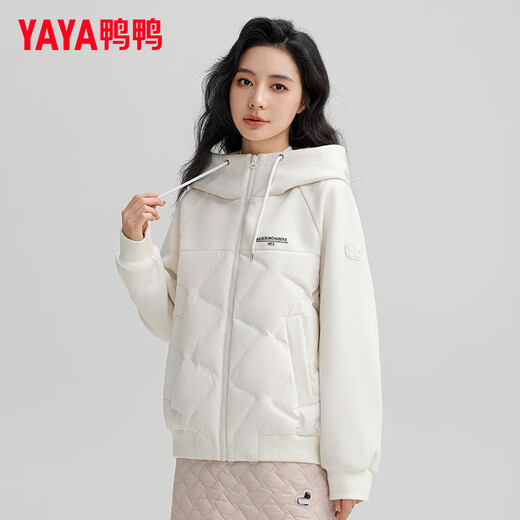 YAYA (YAYA) 90+ Series Lightweight Down Jacket Women's Short 2025 Winter New Fashion Trendy Hooded Jacket Trendy KL Beige M 160/84A