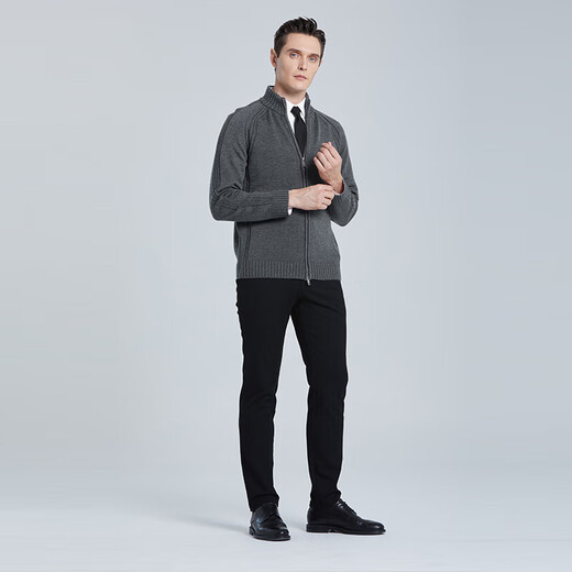 Sweater de lana Shanshan Menores Autumnia e Invierno Comercio Cálido Caliente Cobrese Sweater Stand Collar Cardigan Chaqueta para hombres Autumn Suit 90 Gray D647HS07 [Tecnología anti-pilas] M (170/88a)