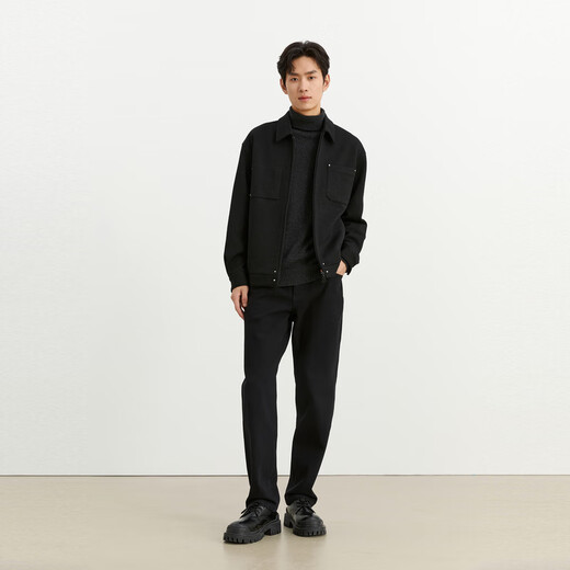 PEACEBIRD Men's Three-dimensional Jacquard Padded Jacket Fashionable Casual Jacket Autumn and Winter Jacket Trend Black Padded Style 2 (Wide Type) 2XL