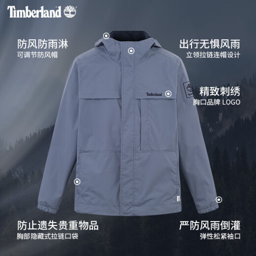 Chaqueta de carga de viento funcional oficial de Timberland para hombres a prueba de viento al aire libre A695W A695W073/Medium Blue 2xl