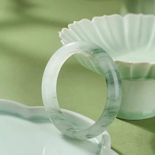 Eternal symbol collection grade ice type Tianshan jade bracelet for women luxury high-end peace bracelet floating flower jade bracelet jade bracelet collection grade Tianshan jade bracelet-gift box 51-52mm