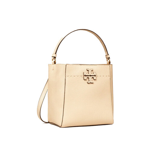 Tory Burch TB Damenbeutel Bucket Bag McGraw Cowhide kleine Frauen Handtasche einzelner Schulter-Crossbody-Tasche kleiner Creme Weiß 74956-724