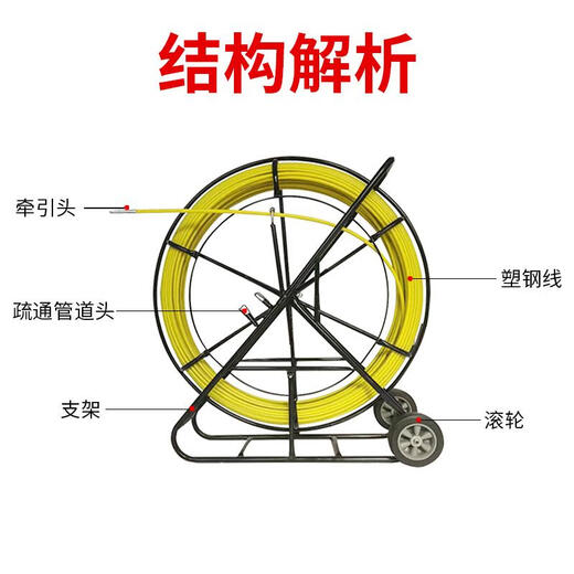 穿线神器玻璃钢穿孔器管道疏通器光缆电缆穿管器电工穿线升级款 11150米  粗度9.3mm