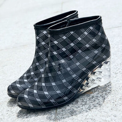 Abba Frühlings- und Sommerregenschuhe Frauen wasserdichte High Heel-Regenstiefel Kurzzylinder-Modefutschuhe Anti-Slip-Kee-Resistenten Wasserschuhe können mit Velvet Khaki 36 hinzugefügt werden