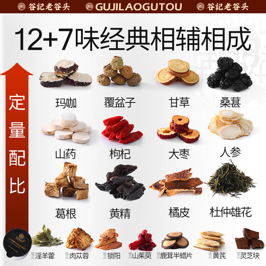 LauGutou Ginseng Five Treasure Tea Eight Tesure Tea Wolfberry Mulberry Polygonatum Cangua Corte de té para hombres Té de té tesoros Cistanche Locks Yang