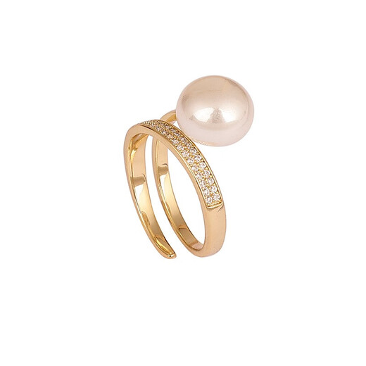 QUAMER Gold Store Exquisite Index Finger Ring Women's Fashion Personality Niche Design Simple Temperament 2024 New Exquisite Pearl Open Ring