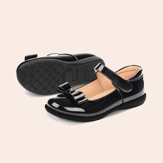 Yushangzhenpin girls' leather shoes black performance shoes children's kindergarten single shoes performance shoes elementary school students' princess shoes 2025 summer style black size 32/inner length 19.7cm