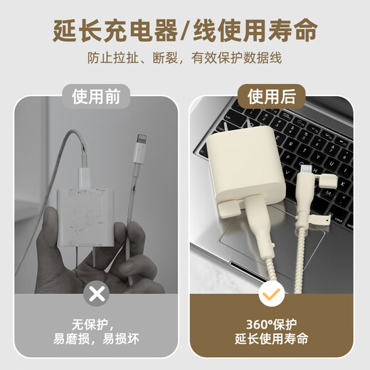 HAPPYMAKER适用苹果iphone15promax数据线保护套手机快充15充电器保护套14手机壳13防折断缠绕绳双接口线套 苹果20W四件套【薄荷绿-线套一色】带防尘塞款