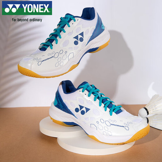 YONEX尤尼克斯羽毛球鞋yy入门级训练减震动力垫男女SHB101CR白/蓝 44码