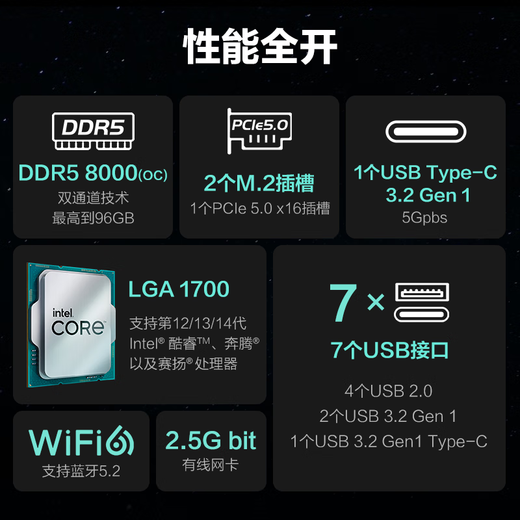 七彩虹Z790/B760 主板搭i7 13700KF 13700K 13790F CPU主板U套装 CVN B760I WIFI D5【ITX登陆舰】 i7 13700F 买免费升级13790F