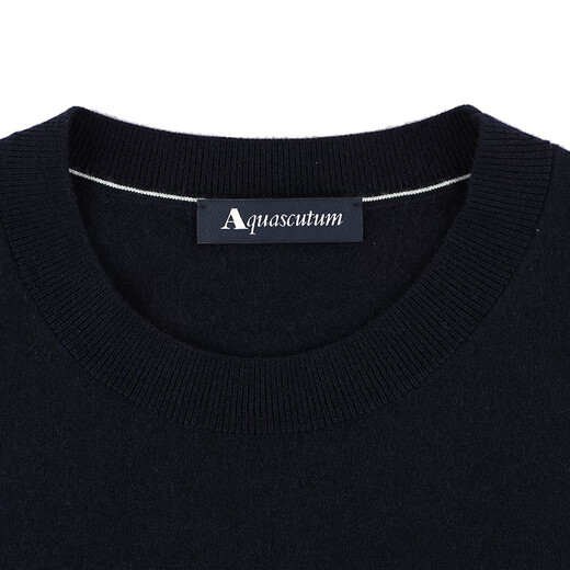 AQUASCUTUM/雅格狮丹秋冬新品男士保暖绵羊毛圆领针织衫Q4867EI071 深蓝色39 M