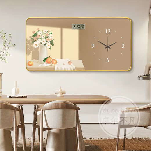 
Meiyouchun Modern Simple Restaurant Decorative Painting Wall Clock 2025 New Perpetual Calendar Electronic Watch Nordic Flower Clock Wall JD121.13 Perpetual Calendar + Watch 100*50cm Crystal Picture PVC Gold Edge