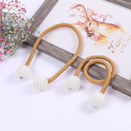 Curtain straps, one pair, ropes, curtain buckles, buckle straps, bed curtain storage ropes, magnetic pearls, no need to punch holes, curtain straps - Mijiu color, 1 pair, 2 pieces, no Specifications