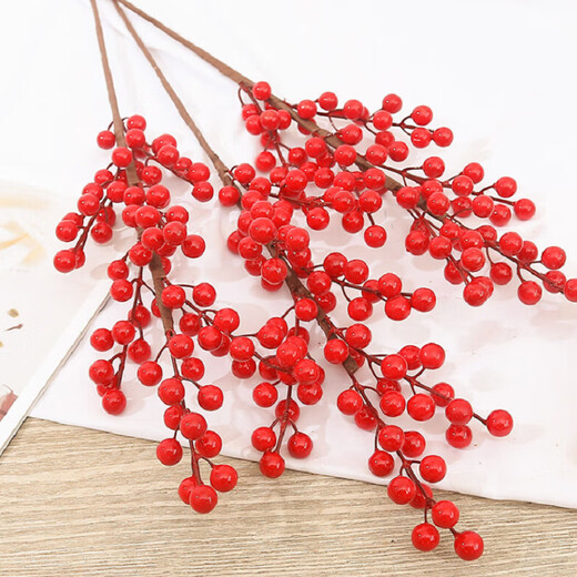 Lumke's Fortune Fruit Red Fruit Ornament Simulierte Blumen und Hauswärmende neues Zuhause öffnen ein Fortune Fruit Tree Wohnzimmer 6 Gabeln 4 Stücke 6231