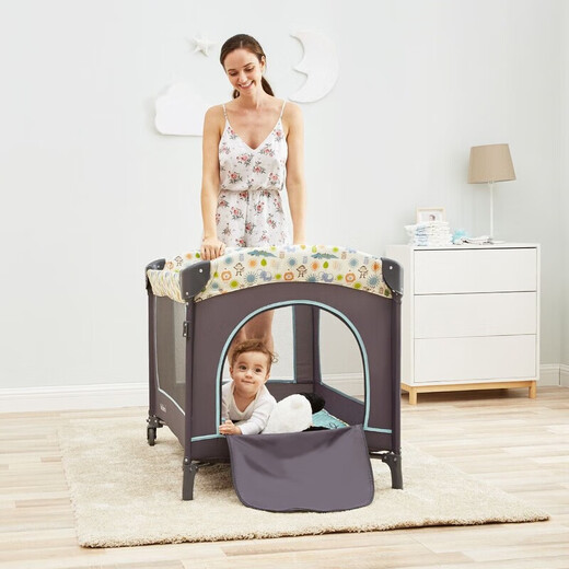 昙蓓漫瓦德拉婴儿床多功能宝宝床便携式可折叠拼接大床摇篮床新生 均码 对接狮子标准款【床床垫】