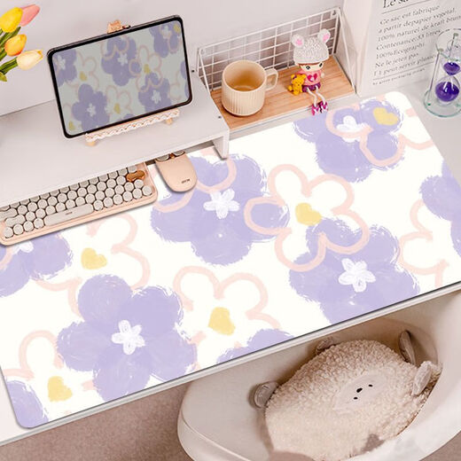 Ye yu lila Schmetterlingsblume Maus-Maus-Pad Super großes hochwertiges Mädchen Wache Computer Büro Schreibmatte Tischpolster RK-3892 丨 Lila verdickte Schließkante 80 cm * 30 cm 4mm
