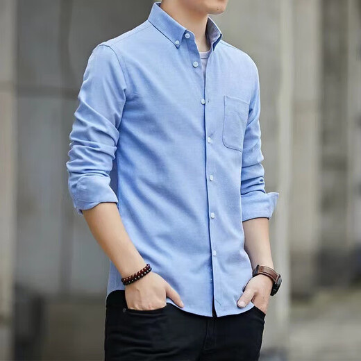 Long-sleeved shirt for men's business white shirt slim fit men's formal workwear free large size professional suit Oxford spinning shirt Oxford spinning gray 3XL Recommended 145-160Jin [Jin equals 0.5 kg]
