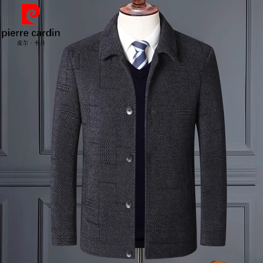 Pierre Cardin (Pierre Cardin) spring, autumn and winter middle-aged men's wool jackets, middle-aged and elderly dads' wool woolen lapel business casual jackets, gray single lining, spring and autumn models 5XL 200 recommended 190-220Jin Jin equals 0.5 kg
