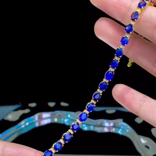 HEEKAIYI Royal Sapphire Bracelet Women's Diamond Bracelet Luxury Jewelry Chinese Valentine's Day Birthday Gift for Wife and Girlfriend Selected 11.8 Carats - Royal Sapphire Bracelet