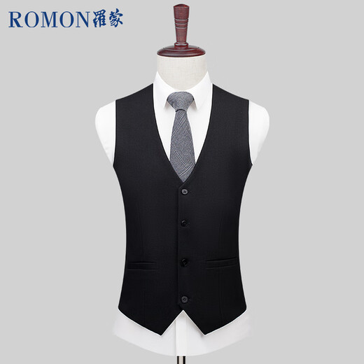 ROMON [with wool] Suit vest for men business formal wear horse clip vest vest suit men's black XL