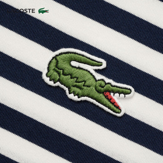 鳄鱼法国鳄鱼女装24秋季新款圆领时尚撞色条纹休闲长袖T恤TF9207 hhw/藏青色 38 /165