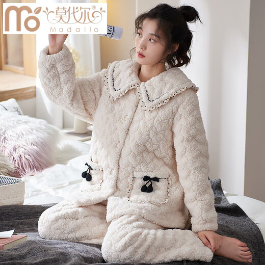 Modal Tall Coral Velvet Cotton Pyjamas für Frauen im Winter Dreischicht verdickte Samt-Heimkleidung Flanell warmes Set MFB12247 Frauen m