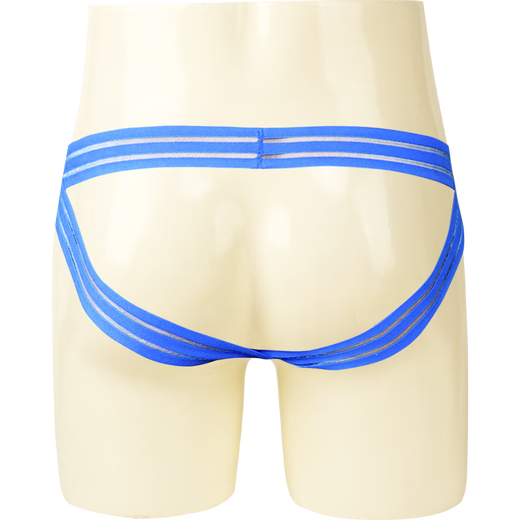 Movik men's underwear nylon thong men's sexy men's double butt silky breathable underwear men's thong underwear blue 1 pair M