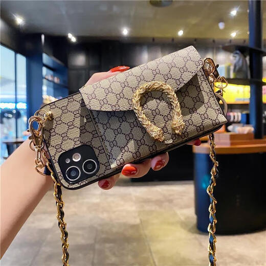 
Tongrubi trendy brand wallet Apple 14 mobile phone case 13promax chain 12Promax crossbody 11 women xs67/8plus luxury khaki Baccarat card bag chain portable Apple 13