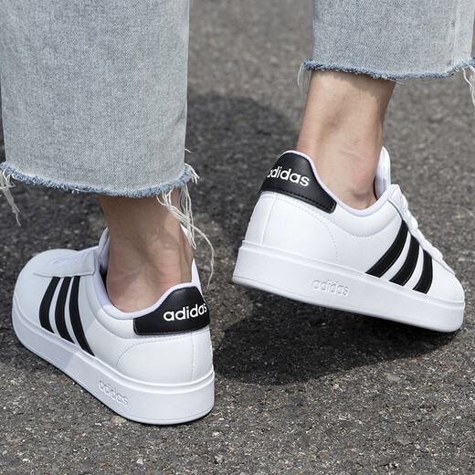 Adidas lässige Schuhe Herrenschuhe 2025 Sommer neue Sportschuhe modische Drei-Tripe-Low-Top-Schuhe GW9195 Weiß und Schwarz 40 (245 mm)