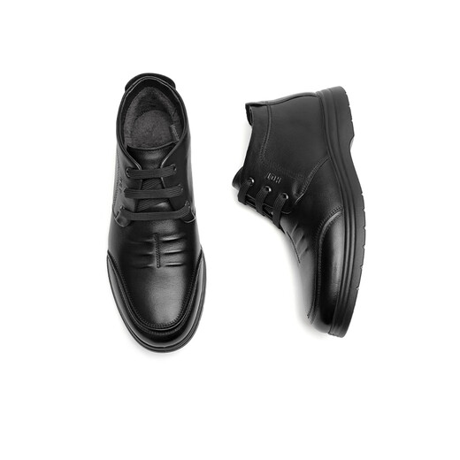 Red Dragonfly Men's Shoes Winter Warm Casual Business Cotton Shoes Men's Comfortable Velvet Casual Leather Shoes Dad Shoes WTA43333AG Black 42