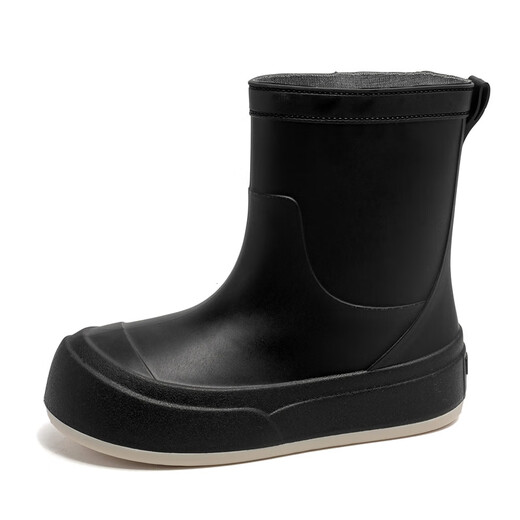 Yunshun Rain Shoes Women's New Rain Boots Cute Overshoes Water Shoes Water Boots Women's Rubber Shoes Parent-child Lightweight Medium Tube Fashionable and Cute Rubber Short Rear Lifting Push Solid Yellow 2.5cm 37