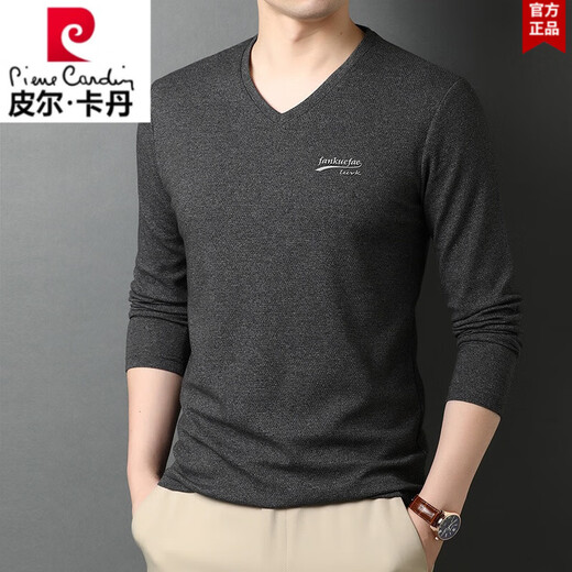 
Pierre cardin spring and autumn V-neck men's pure cotton long-sleeved T-shirt chicken heart collar solid color versatile autumn men's top base shirt R9863 leather powder [long sleeve] L 170120-130Jin [Jin equals 0.5 kg]