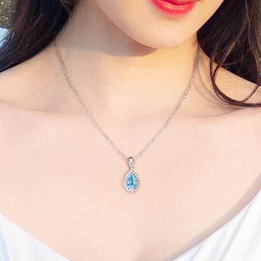 Haikai necklace women's topaz pendant gemstone necklace luxury jewelry Chinese Valentine's Day birthday gift for the elderly Swiss blue topaz necklace one thing one certificate