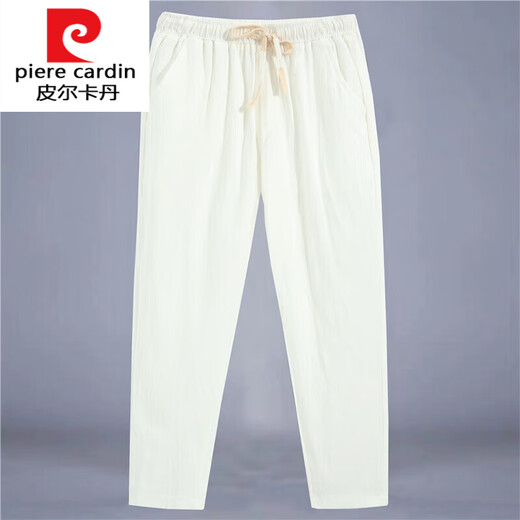 Pierre Cardin Leinen gefärbte Hosen Männer 2025 Sommer Dünner chinesischer Stil Herren Baumwollwäsche Hose Lose geradlinige lässige Hosen gestrickt schwarz m Größe klein empfohlen, eine Größe oder zwei Größen zu nehmen