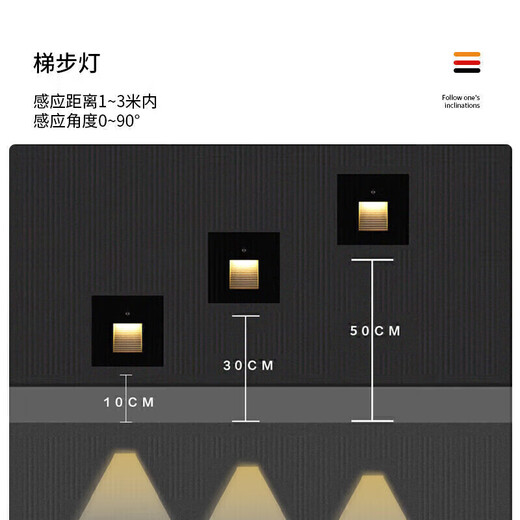 西顿照明（CDN）智能人体感应地脚灯老人楼梯壁灯LED防水小夜灯EQ11025黑色长条款
