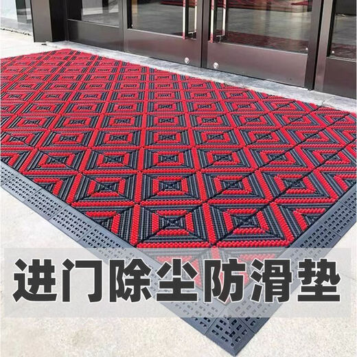 Niancai entry-level non-slip and wear-resistant floor mats for outdoor splicing, commercial wash-free hotel floor mats, commercial soil-rubbing outdoor dust-removing door mats, single brush, gray background and red brush, 60X90cm