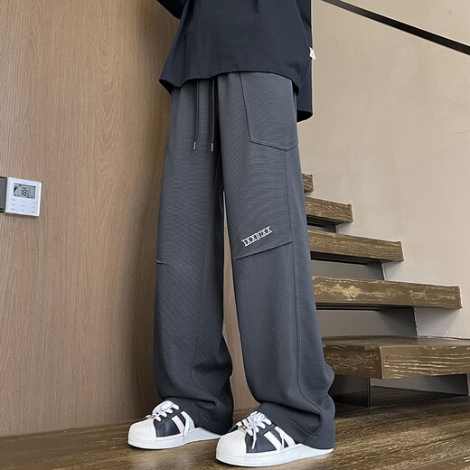Idea (ZHUYIFAN) Fatty Large Size 230Jin [Jin equals 0.5 kg] Pants for men straight spring and summer thin work pants trendy brand large size straight wide-leg casual pants K1477 Black 5XL (195) 205-230Jin [Jin equals 0.5 kg] Wearable
