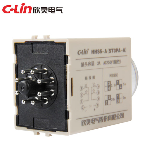Xinling Electric HHS5 ST3PA-A/B/C/D/F/E/G AC220V DC24V power-on time delay relay ST3PA-A with PF-085A base AC24V