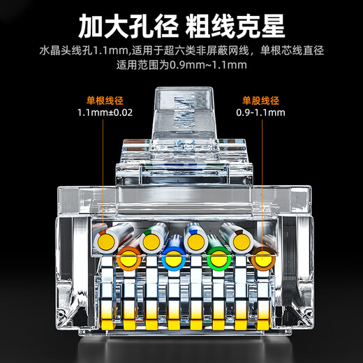 Shanze Category 6e network cable crystal head Category 6a 10G network cable connector cat6a engineering grade gold-plated RJ45 computer network connector 10 pieces WL6A10