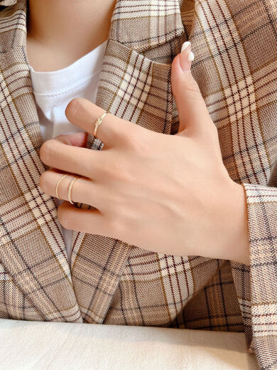 Mu Qian Korea imported pure 14K gold ring for women simple plain gold good luck knot K gold versatile ring jewelry gift ready stock ring No. 16