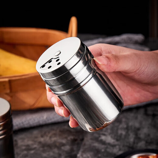 Mengting (MENGTING) stainless steel salt bottle and powder bottle, sugar powder barbecue seasoning sprinkler bottle, powder sprinkler artifact, large size 2 pack