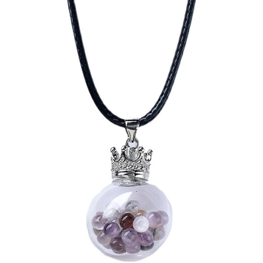 Peridot pendant for men, natural crystal gravel ornaments, blue turquoise aurora wishing bottle for men, peridot gravel style