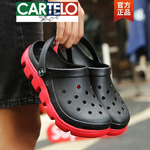 
CARTELO high-end extra-large size hole shoes men's summer bag-toe slippers casual non-slip plus-sized beach sandals trendy new product 9856 blue 46