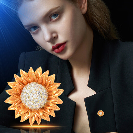 Marco Bizzarri brand brooch, retro small sunflower brooch, anti-exposure female pin, plant flower corsage, clothing accessories, anniversary gift to wife, Mother's Day gift to mom