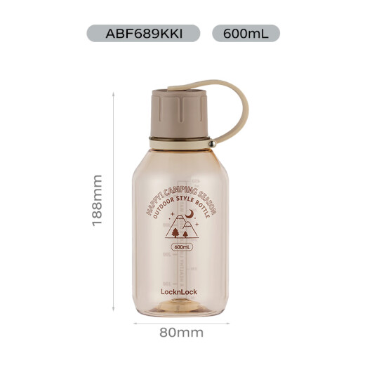 Lock Lock (Lock/Lock) Tritan Tritan Copa de plástico de verano Copa de agua deportiva Gran capacidad Kettle Estudiantes y mujeres Fitness Kettle Brown Color ABF689KKI- 600ml