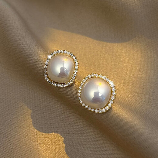 Jiuvia Pearl Earrings for Women Full of Diamonds S925 Silver High-Quality Retro Earrings 2025 Hot Style Gentle Elegant Versatile Earrings Full of Diamonds Pearl Earrings