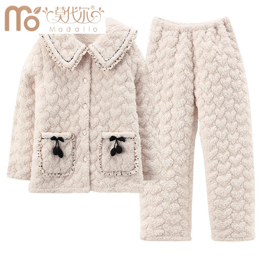 Modal Tall Coral Velvet Cotton Pyjamas für Frauen im Winter Dreischicht verdickte Samt-Heimkleidung Flanell warmes Set MFB12247 Frauen m